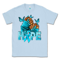 Dusty Blue hope tealribbonovarian cancer nails Classic Tee - NancyCooperArtShop