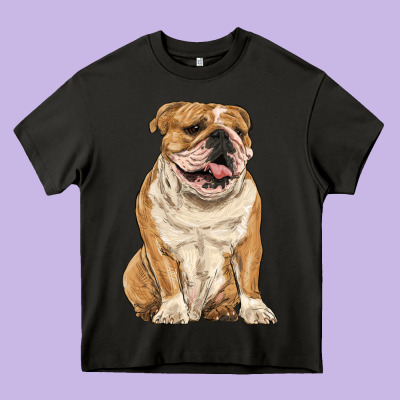 English Bulldog Heavy Core Tee Designed By Ranaportraitstore