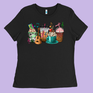 Music Teacher Coffee Cups Ladies Tee Designed By Texasbilliewilder