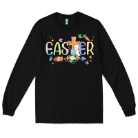 Black easter cross with bunny Long Sleeve Tee - MaliasSmallBusiness