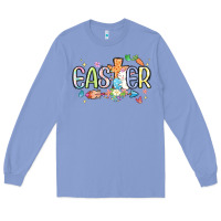 Colony Blue easter cross with bunny Long Sleeve Tee - MaliasSmallBusiness