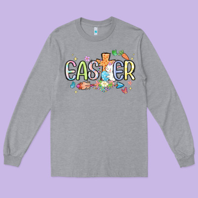 Easter Cross With Bunny Long Sleeve Tee Designed By Maliassmallbusiness