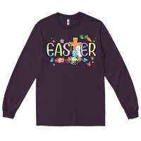 Plum easter cross with bunny Long Sleeve Tee - MaliasSmallBusiness