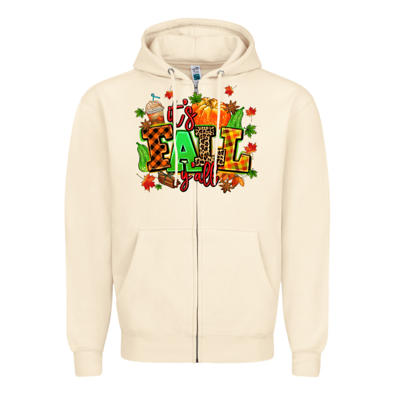 Its Fall Yall Zipper Hoodie by MaliasSmallBusiness | Teevron