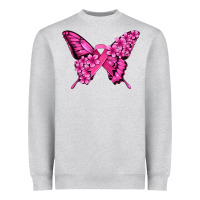 Pink Ribbon Breast Cancer Butterfly Heavyweight Sweatshirt | Teevron