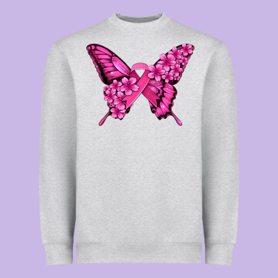 Pink Ribbon Breast Cancer Butterfly Heavyweight Sweatshirt Designed By Jasminsmagicworld