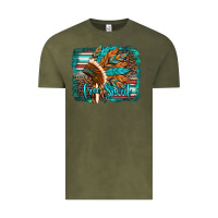 Vintage Olive free spirit native american indian headdress Vintage Tee - Artiststas