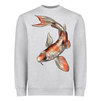 Heather Grey Koi Fish Heavyweight Sweatshirt - LillyAllenDesigns
