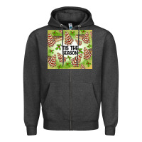 Charcoal Heather tis the season christmas tree cake Zipper Hoodie - MaliasSmallBusiness