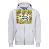 Heather Grey tis the season christmas tree cake Zipper Hoodie - MaliasSmallBusiness