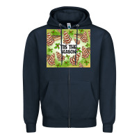Navy tis the season christmas tree cake Zipper Hoodie - MaliasSmallBusiness