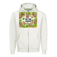 Oatmeal Heather tis the season christmas tree cake Zipper Hoodie - MaliasSmallBusiness