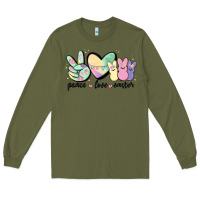 Army Green peace love peeps Long Sleeve Tee - MaliasSmallBusiness