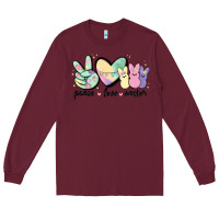 Burgundy peace love peeps Long Sleeve Tee - MaliasSmallBusiness