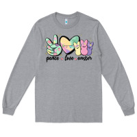Heather Grey peace love peeps Long Sleeve Tee - MaliasSmallBusiness