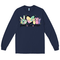 Navy peace love peeps Long Sleeve Tee - MaliasSmallBusiness