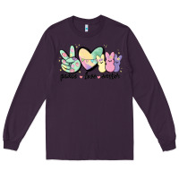 Plum peace love peeps Long Sleeve Tee - MaliasSmallBusiness
