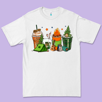 Camping Coffee Cups Premium Tee Designed By Zillion Design Studio