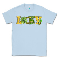 Dusty Blue lucky horseshoe and four leaf clover Classic Tee - AdoDesignShop