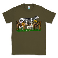 Army Green Western Holstein Cow And Baby Cow Mom Classic Tee - LillyAllenDesigns