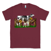 Burgundy Western Holstein Cow And Baby Cow Mom Classic Tee - LillyAllenDesigns