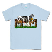 Dusty Blue Western Holstein Cow And Baby Cow Mom Classic Tee - LillyAllenDesigns