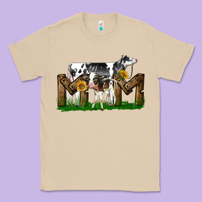 Western Holstein Cow And Baby Cow Mom Classic Tee Designed By Lillyallendesigns