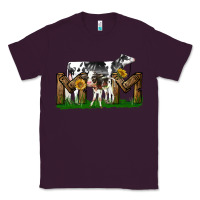 Plum Western Holstein Cow And Baby Cow Mom Classic Tee - LillyAllenDesigns