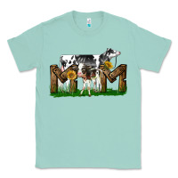 Seafoam Western Holstein Cow And Baby Cow Mom Classic Tee - LillyAllenDesigns