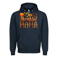 Navy one thankful mama Zipper Hoodie - MaliasSmallBusiness