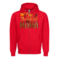 Red one thankful mama Zipper Hoodie - MaliasSmallBusiness