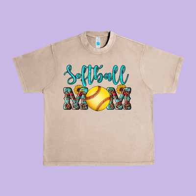 Western Leopard  Sunflowers Glitter Mom Softball Urban Heavy Tee Designed By Artiststas