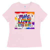 Bubblegum Pink more love less hate tumbler Ladies Tee - JahusDesignShop