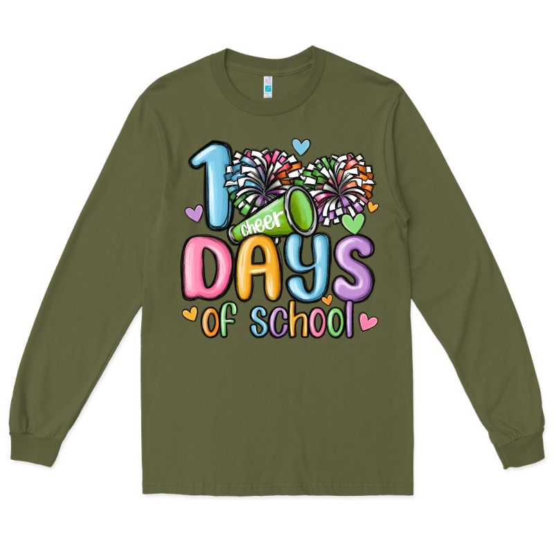 100 Days Of School Cheer Long Sleeve Tee by MaliasSmallBusiness | Teevron