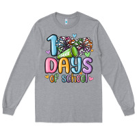 Heather Grey 100 days of school cheer Long Sleeve Tee - MaliasSmallBusiness