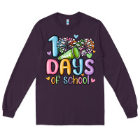 Plum 100 days of school cheer Long Sleeve Tee - MaliasSmallBusiness