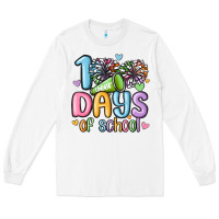 White 100 days of school cheer Long Sleeve Tee - MaliasSmallBusiness