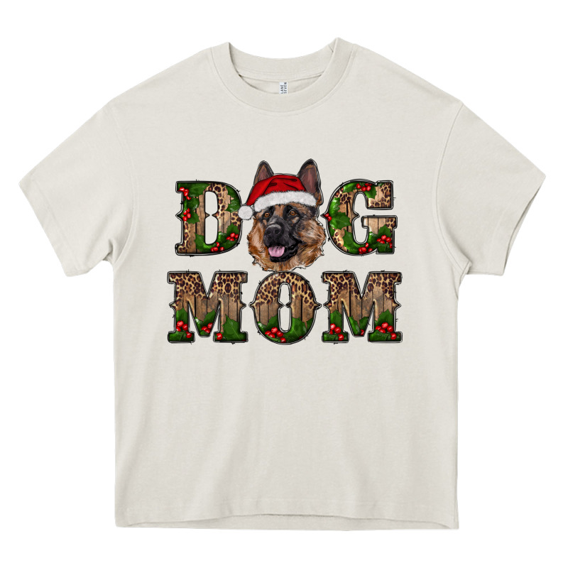 Chriistmas Dog Mom With German Shepherd Heavy Core Tee by RanaPortraitStore | Teevron