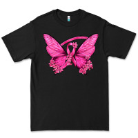 Black Breast Cancer Butterfly Premium Tee - texasbilliewilder