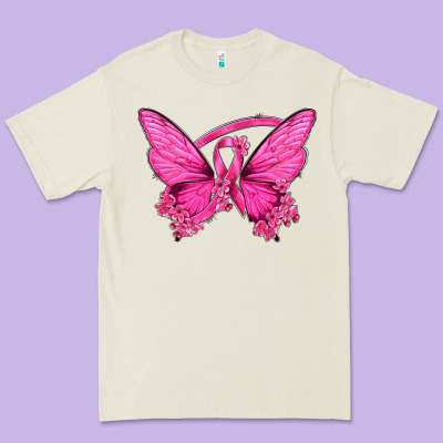Breast Cancer Butterfly Premium Tee Designed By Texasbilliewilder