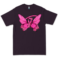 Plum Breast Cancer Butterfly Premium Tee - texasbilliewilder