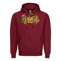 Burgundy thankful pumpkins Zipper Hoodie - MaliasSmallBusiness