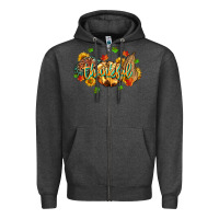Charcoal Heather thankful pumpkins Zipper Hoodie - MaliasSmallBusiness