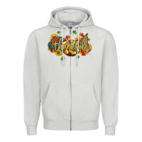 Dove Grey thankful pumpkins Zipper Hoodie - MaliasSmallBusiness