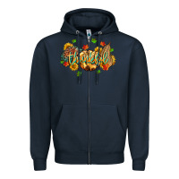 Navy thankful pumpkins Zipper Hoodie - MaliasSmallBusiness