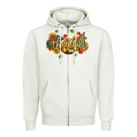 Oatmeal Heather thankful pumpkins Zipper Hoodie - MaliasSmallBusiness
