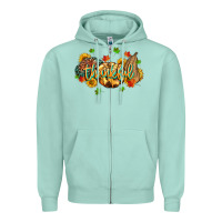 Seafoam thankful pumpkins Zipper Hoodie - MaliasSmallBusiness