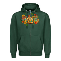Sports Green thankful pumpkins Zipper Hoodie - MaliasSmallBusiness