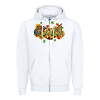 White thankful pumpkins Zipper Hoodie - MaliasSmallBusiness