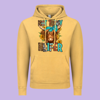 Not Today Heifer Long Haired Cow Vintage Hoodie Designed By Jasminsmagicworld
